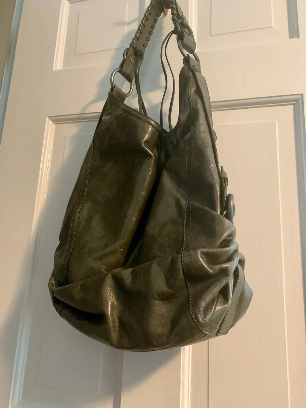 Francesca Biasia Y2K Olive Green Slouchy Hobo with Braided Strap HandBag